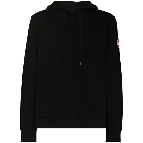 カナダグース メンズ パーカー・スウェットシャツ アウター Huron logo-patch hoodie Black