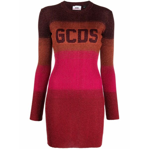 ジーシーディーエス レディース ワンピース トップス Wide-stripe-pattern mini dress Red