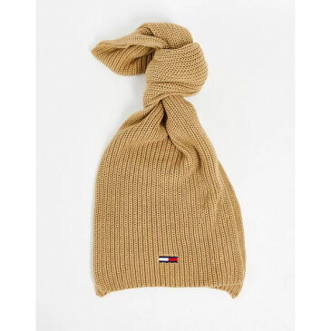 トミーヒルフィガー メンズ マフラー・ストール・スカーフ アクセサリー Tommy Jeans basic rib scarf in beige BEIGE