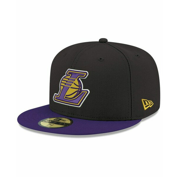 がある ニューエラ メンズ 帽子 アクセサリー Men's Black and Purple Los Angeles Lakers 2020 NBA Finals Champions Banner Side Patch 59FIFTY Fitted Hat Black, Purple：asty ・デザイン