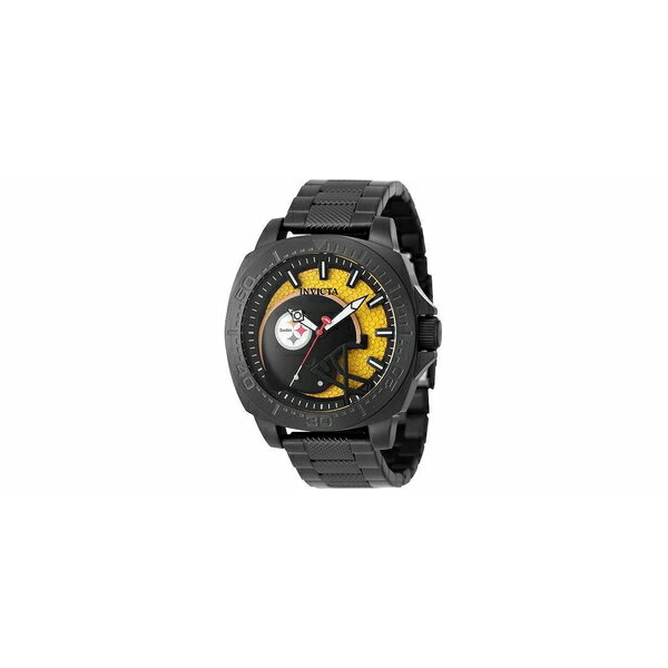 インビクタ メンズ 腕時計 アクセサリー Men's 47868 NFL Pittsburgh Steelers Quartz 3 Hand Black, Yellow Dial Watch Silver