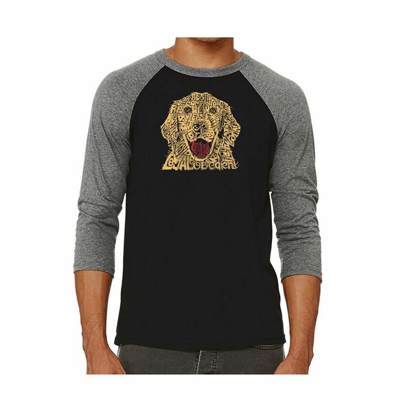 륨ݥåץ   ȥåץ Dog Men's Raglan Word Art T-shirt Gray