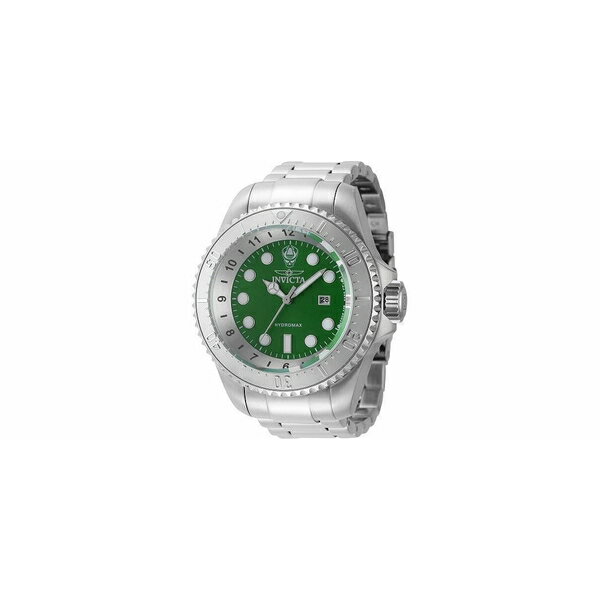 インビクタ メンズ 腕時計 アクセサリー Men's 44745 Hydromax Quartz 3 Hand Green Dial Watch Silver
