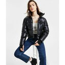 エスサーティーン レディース ジャケット&ブルゾン アウター Women's Cropped Zip-Front Faux-Leather Puffer Coat Black