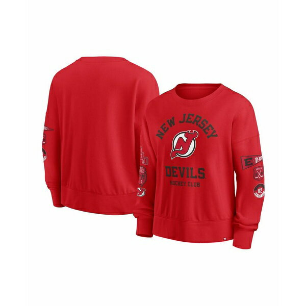 ファナティクス レディース カットソー トップス Women's Red New Jersey Devils Go Team Pullover Sweatshirt Red