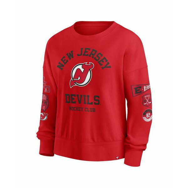 ファナティクス レディース カットソー トップス Women's Red New Jersey Devils Go Team Pullover Sweatshirt Red