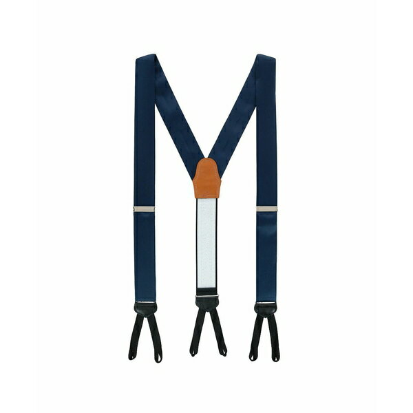 トラファルガー メンズ ベルト アクセサリー Men's Sutton Solid Color Silk Formal End Suspenders Navy