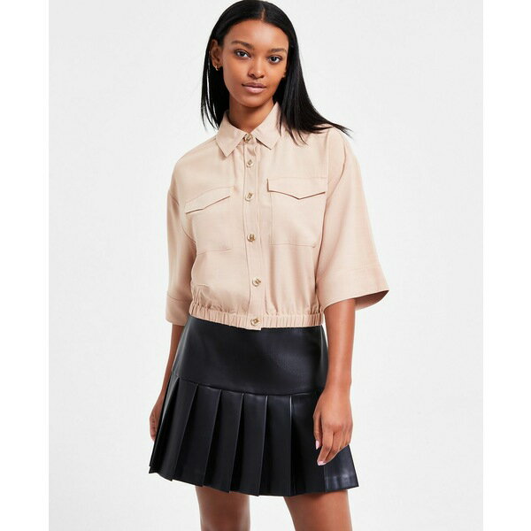 С꡼ ǥ åȥ ȥåץ Women's 3/4-Sleeve Button-Front Crop Blouse, Ex...