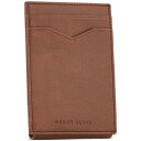 ペリーエリス メンズ 財布 アクセサリー Men's Magnetic Leather Card Case Brown