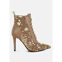 ロンンドンラグ レディース ブーツ シューズ Fat Cat Abstract Pattern Lace-Up Ankle Boots Brown
