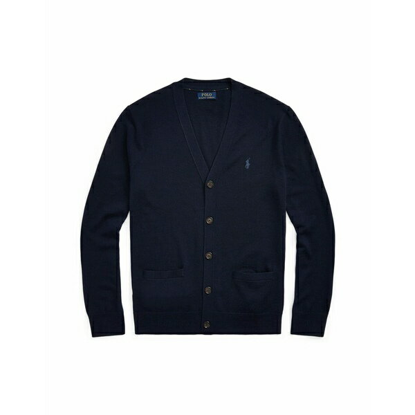 【送料無料】 ラルフローレン メンズ カーディガン アウター SLIM FIT WASHABLE MERINO WOOL CARDIGAN Midnight blue