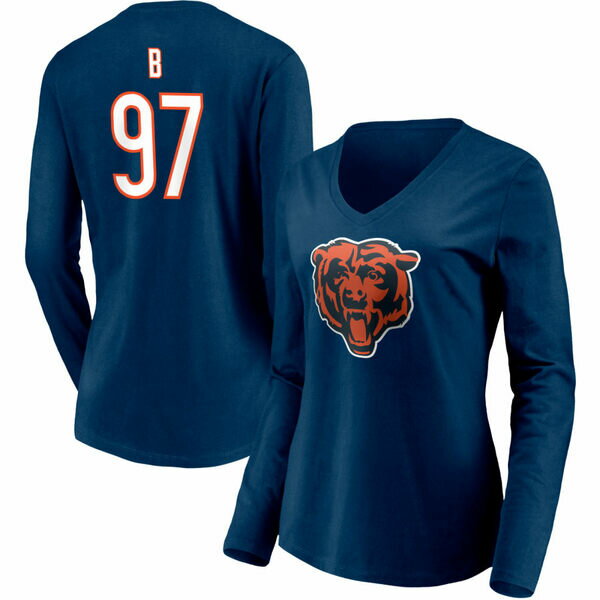 t@ieBNX fB[X TVc gbvX Chicago Bears Fanatics Branded Women's Team Authentic Personalized Name & Number Long Sleeve VNeck TShirt Navy