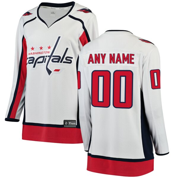 t@ieBNX fB[X jtH[ gbvX Washington Capitals Fanatics Branded Women's Away Breakaway Custom Jersey White