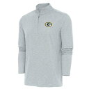 【送料無料】 アンティグア メンズ パーカー・スウェットシャツ アウター Green Bay Packers Antigua Hunk QuarterZip Pullover Top Heather Gray