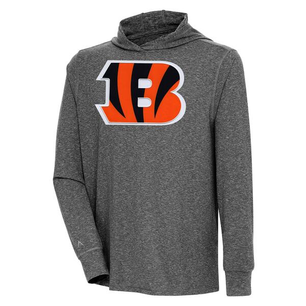 アンティグア メンズ ジャケット＆ブルゾン アウター Cincinnati Bengals Antigua Saga Long Sleeve Hoodie TShirt Heather Black