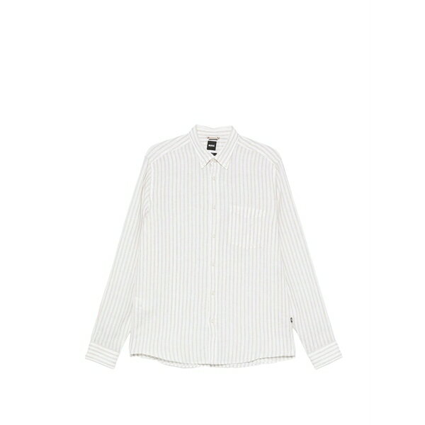 ボス メンズ シャツ トップス Striped-pattern shirt White