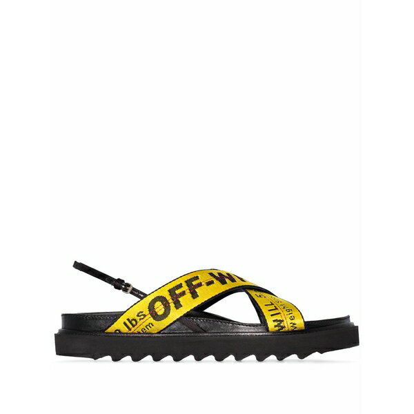 オフホワイト レディース サンダル シューズ Black industrial belt leather sandals Black