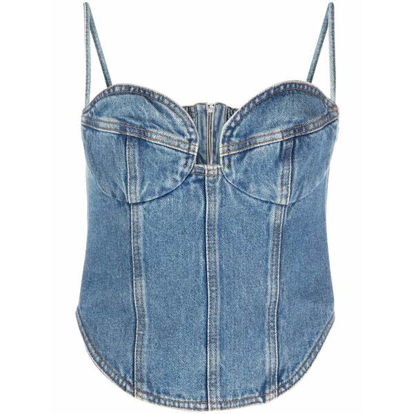 マグダ・ブトリム レディース カットソー トップス Cropped denim bustier top Blue