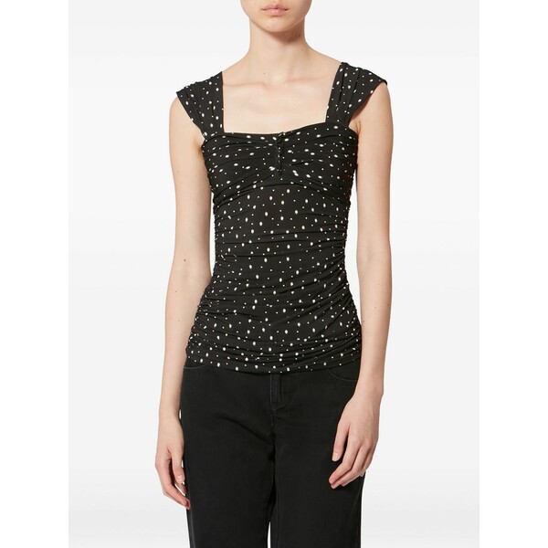 イザベル マラン レディース カットソー トップス Polka-dot gathered gemina top Black