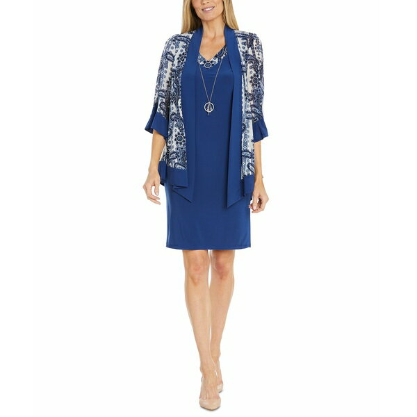 アールアンドエムリチャーズ レディース ワンピース トップス Women's 2-Pc. Printed Jacket & Necklace Dress Denim