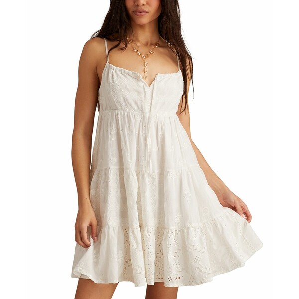 ラッキーブランド レディース ワンピース トップス Women's Cotton Patchwork Mix Mini Dress Whisper White