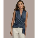 ダナ キャラン ニューヨーク レディース カットソー トップス Women's Sleeveless Faux-Wrap Knit Top Tide(4)
