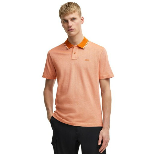 ヒューゴボス メンズ シャツ トップス Men's Oxford-Piqu Cotton Relaxed-Fit Polo Shirt Light Orange ヒューゴボス メンズ シャツ トップス Men's Oxford-Piqu Cotton Relaxed-Fit Polo Shirt Light Orange