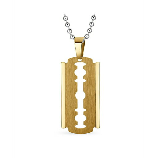 ブリング メンズ ネックレス・チョーカー アクセサリー Hip Hop Biker Jewelry Goth Punk Rock Large Razor Blade Dog Tag Pendant Necklace For Men Black Silver Gold Tone Stainless Steel 20 Inch Ball Chain Gold-tone ブリング メンズ ネックレス・チョーカー アクセサリー Hip Hop Biker Jewelry Goth Punk Rock Large Razor Blade Dog Tag Pendant Necklace For Men Black Silver Gold Tone Stainless Steel 20 Inch Ball Chain Gold-tone