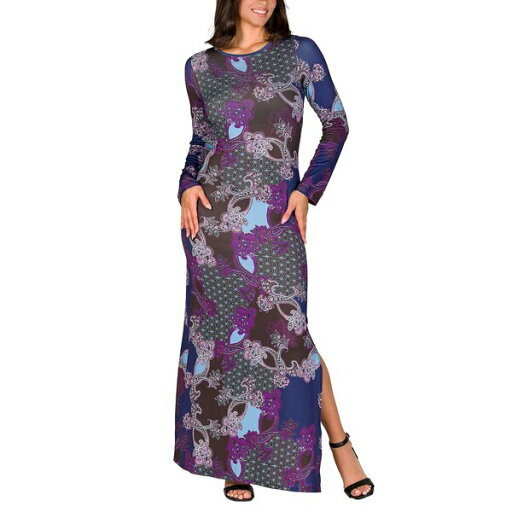 24セブンコンフォート レディース ワンピース トップス Women's Purple Paisley Long Sleeve Side Slit Fitted Maxi Dress Purple Multi 24セブンコンフォート レディース ワンピース トップス Women's Purple Paisley Long Sleeve Side Slit Fitted Maxi Dress Purple Multi