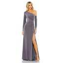 マックダガル レディース ワンピース トップス Women's Side Twist Drop Shoulder Beaded Cuff Gown Charcoal