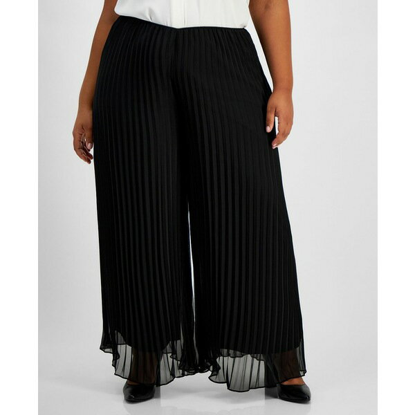 アレックスイブニングス レディース ワンピース トップス Plus Size Pleated Wide-Leg Pants Black
