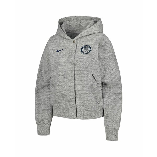 ナイキ ブルゾン レディース ナイキ レディース ジャケット＆ブルゾン アウター Women's Gray Team USA Media Day Oversized Cropped Hoodie Performance Full-Zip Jacket Gray