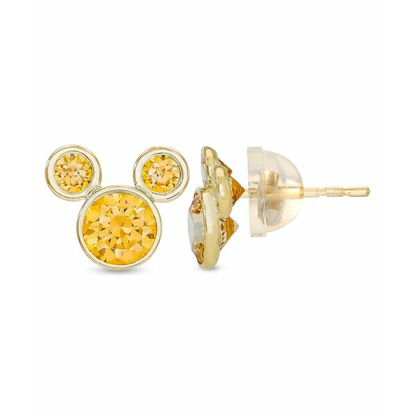 ディズニー レディース ピアス＆イヤリング アクセサリー Children 039 s Cubic Zirconia Birthstone Mickey Mouse Stud Earrings in 14k Gold November