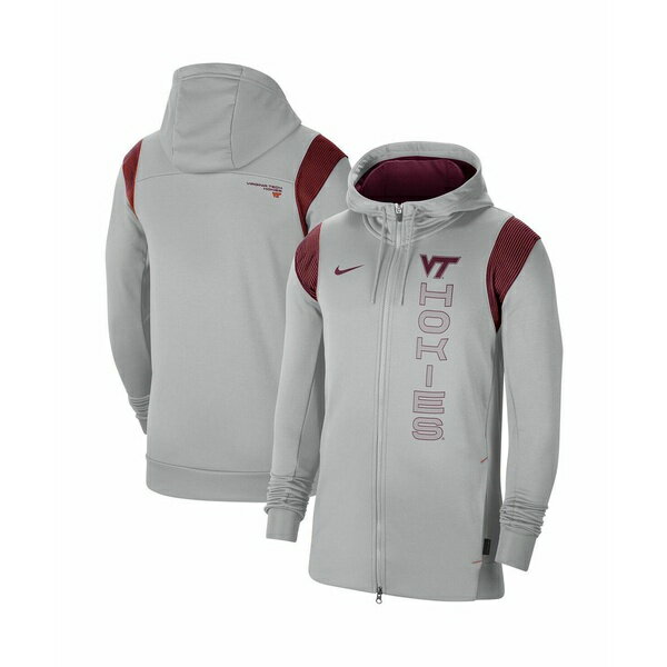 ʥ ǥ ѡåȥ  Men's Gray Virginia Tech Hokies 2021 Sideline Performance Full-Zip Hoodie Gray