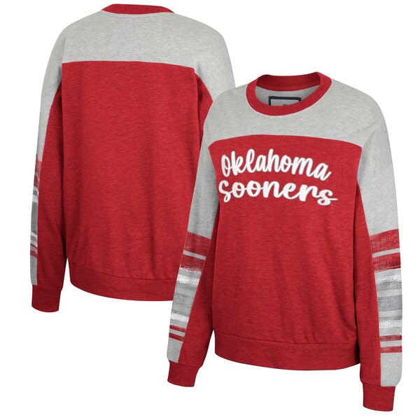  ǥ ѡåȥ  Oklahoma Sooners Colosseum Women's Baby Talk Pullover Sweatshirt Crimson/Heather Gray