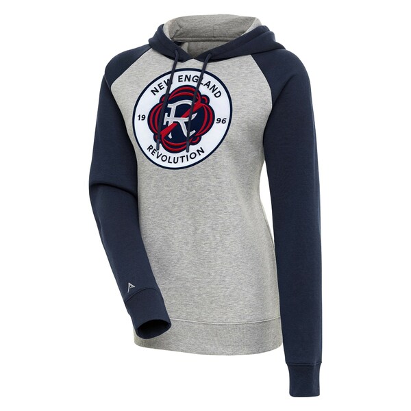 アンティグア レディース パーカー・スウェットシャツ アウター New England Revolution Antigua Women's Victory Raglan Sleeve Pullover Hoodie Heather Gray