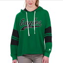 スターター レディース Tシャツ トップス Philadelphia Eagles Starter Women 039 s Bump And Run Long Sleeve Hoodie TShirt Kelly Green