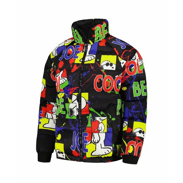 フリーズ マックス メンズ ジャケット＆ブルゾン アウター Men's Black Peanuts Joe Cool Raglan Full-Zip Puffer Jacket Black
