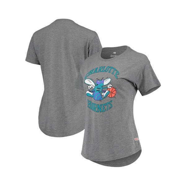 スポーティーク レディース カットソー トップス Women's Heathered Gray Charlotte Hornets Tri-Blend..
