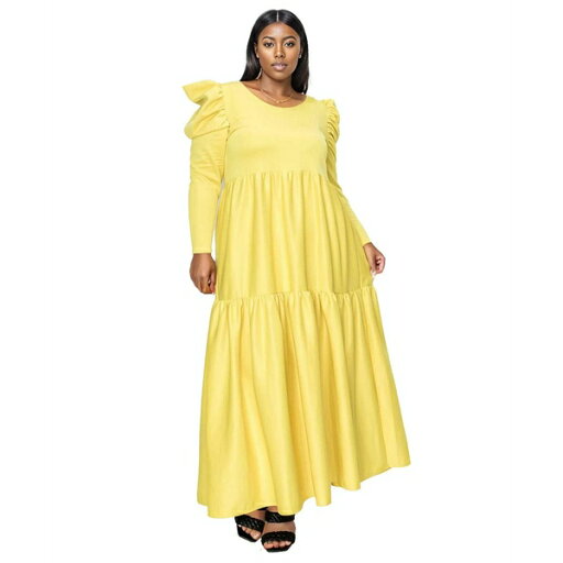 リブド レディース ワンピース トップス Plus Size Isabel Tiered Maxi Dress Yellow リブド レディース ワンピース トップス Plus Size Isabel Tiered Maxi Dress Yellow