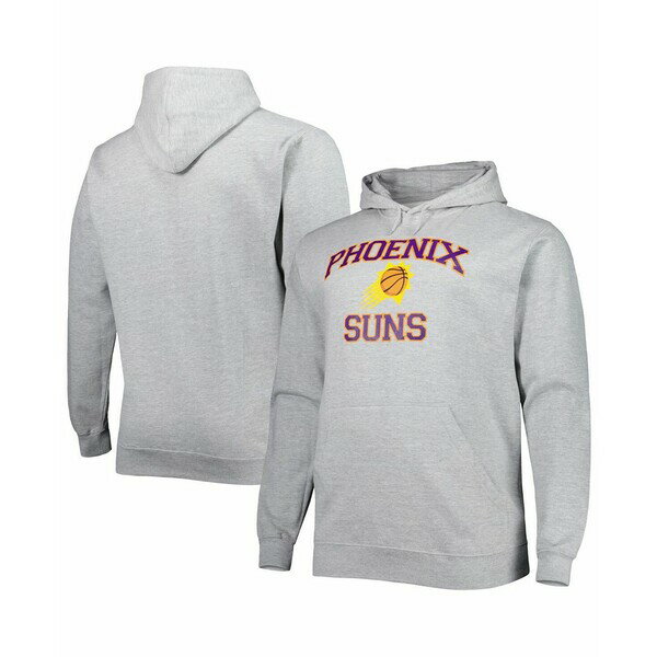 プロフィール メンズ パーカー・スウェットシャツ アウター Men's Heathered Gray Phoenix Suns Big and Tall Heart and Soul Pullover Hoodie Heathered Gray(4)