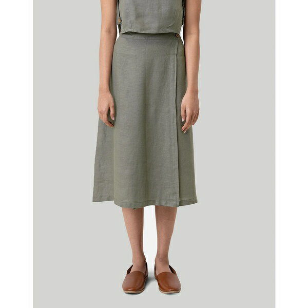 レイストア レディース スカート ボトムス Women's Overlap Midi Skirt Khaki green(4)