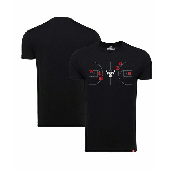 スポーティーク レディース カットソー トップス Men's and Women's Black Chicago Bulls 1966 Collection Comfy Tri-Blend T-shirt Black
