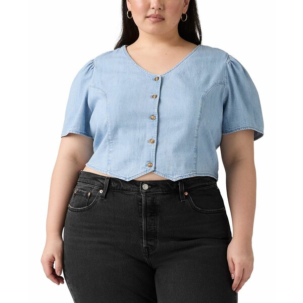 asty㤨֥꡼Х ǥ åȥ ȥåץ Plus Size Moxie Cotton Denim Blouse Soft As Butter 3פβǤʤ21,480ߤˤʤޤ