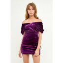 GhX[Y fB[X s[X gbvX Women's Velvet Mini Dress Purple