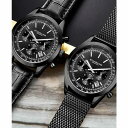 X^[O fB[X rv ANZT[ Men's Quartz Chronograph Date Black Stainless Steel Mesh Bracelet Watch 44mm Black