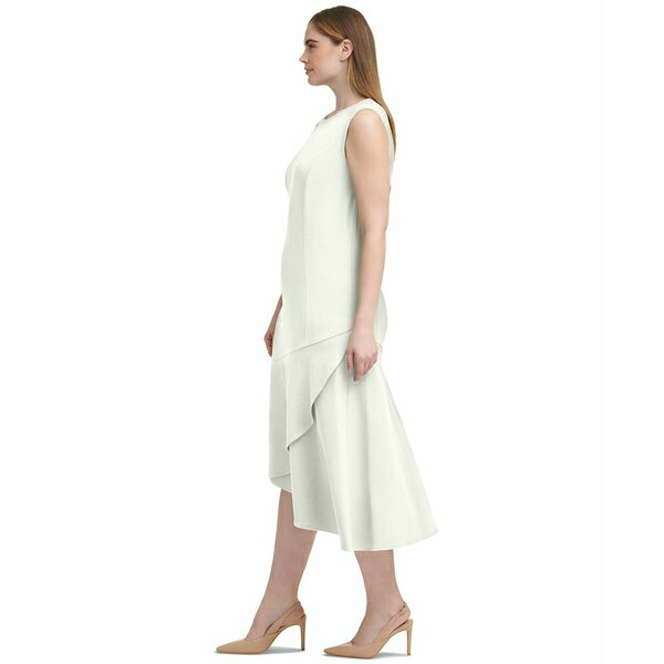 カルバンクライン レディース ワンピース トップス Women's Flounce-Hem Sleeveless Midi Dress Cream