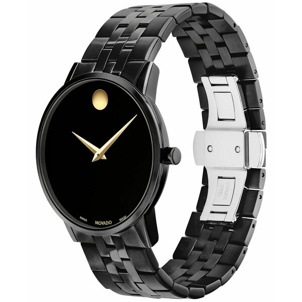 モバド モバド レディース 腕時計 アクセサリー Unisex Swiss Museum Classic Black PVD Stainless Steel Bracelet Watch 40mm Black