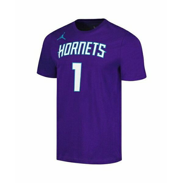 硼 ǥ T ȥåץ Men's LaMelo Ball Purple Charlotte Hornets 2022/23 Statement Edition Name and Number T-shirt Purple
