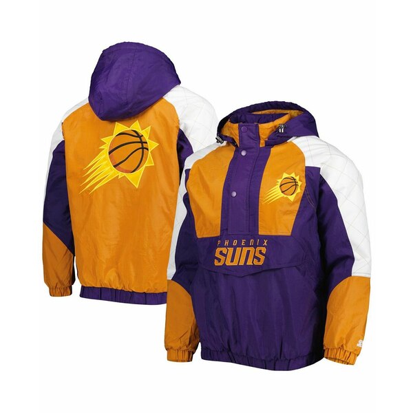 スターター レディース ジャケット＆ブルゾン アウター Men's Purple Phoenix Suns Body Check Raglan Hoodie Half-Zip Jacket Purple